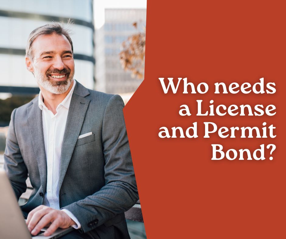 Who needs a License and Permit Bond? - A businessman is working on his laptop and is happy.